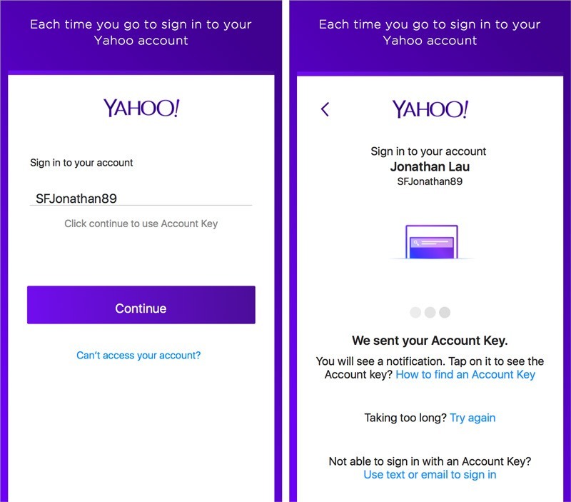 yahoo mail account key