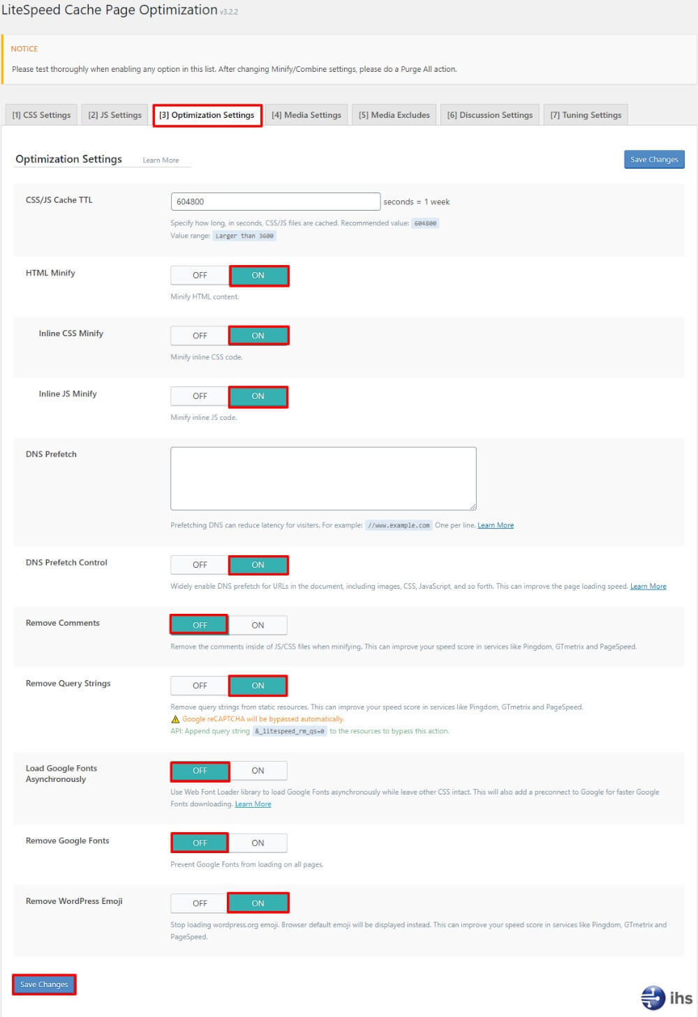 litespeed-cache-page-optimization-settings